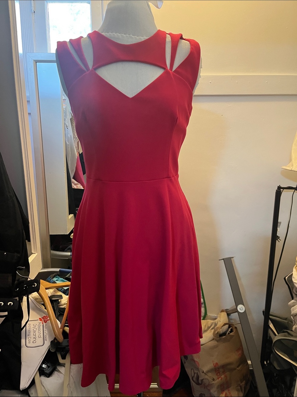 Hot pink Cutout Fit-and-Flare Dress